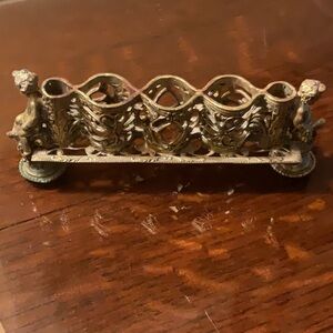 Vintage Gold Ornate Cherub Lipstick Holder for Vanity or Dresser